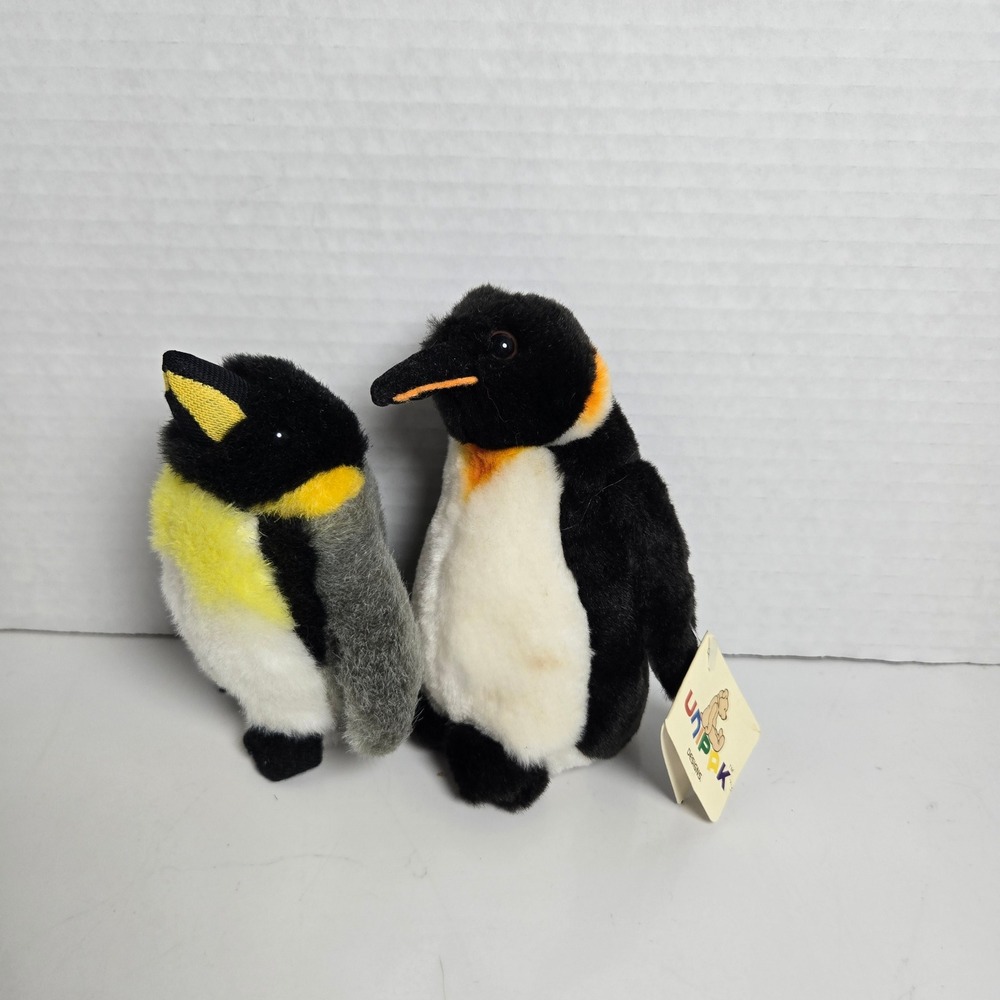 Lot of 2 Penguin Plush Unipak Fiesta Mini 4.5" Stuffed Animals Realistic